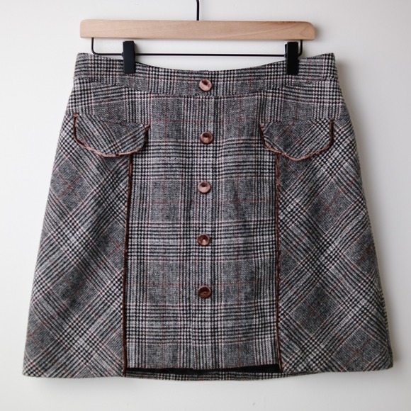 bagatelle Dresses & Skirts - Bagatelle Collection Plaid Skirt M Brown Dark Academia Y2K‎ Preppy Houndstooth